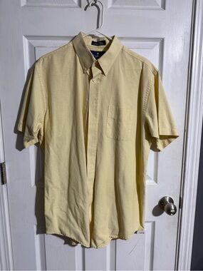 bill blass Light Yellow Short-Sleeve Button-Down Shirt
